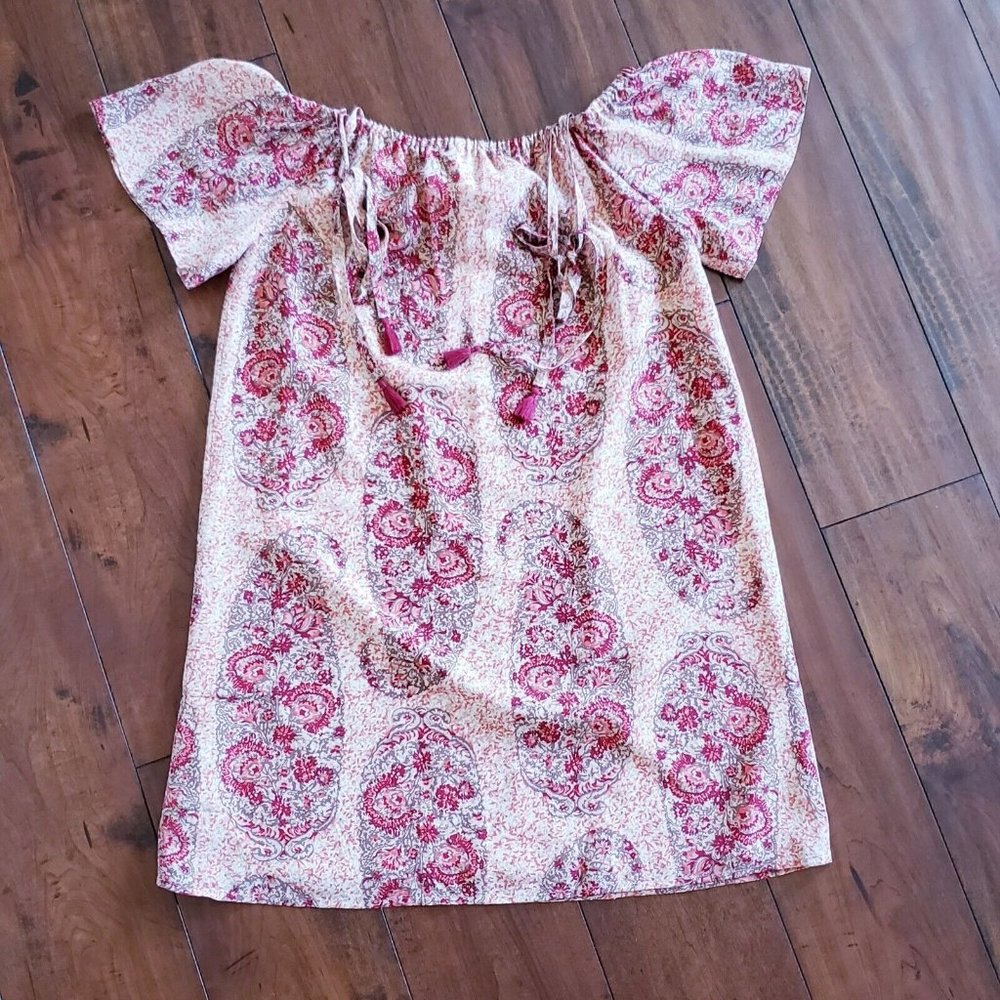 Madewell Silk Cold-Shoulder Women's Dress in Watercolor Paisley Print Size M - Picture 7 of 16